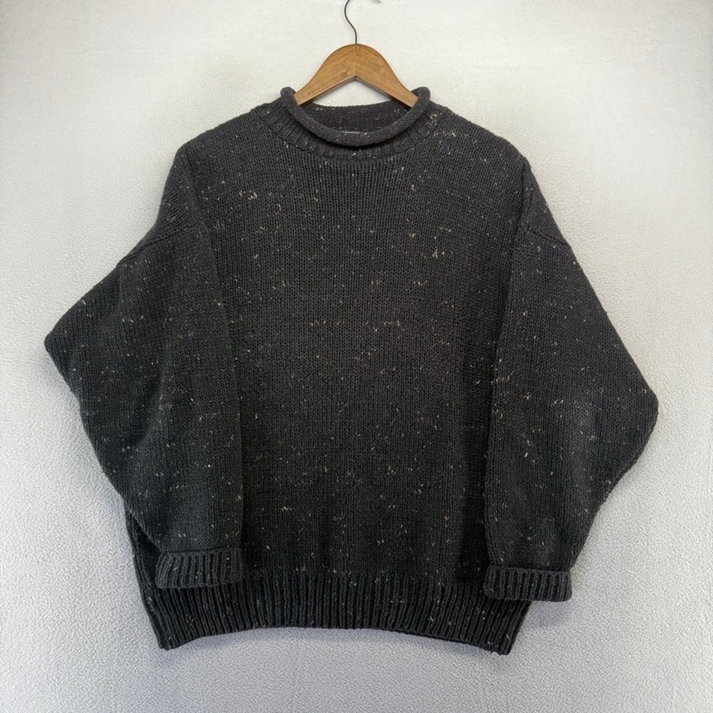 Vintage 525 Sweater Men's Large Gray Wool Blend Mock Roll Neck Made in USA Knit